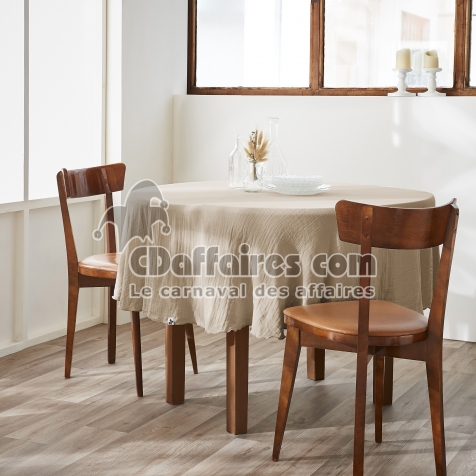 Nappe ronde 180 cm &ndash; Double gaze de coton &ndash; Ga&iuml;a Ficelle