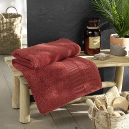 Drap de bain 90 x 150 cm &ndash; Coton &eacute;ponge uni Tendresse Terracotta &ndash; 500 g/m&sup2;