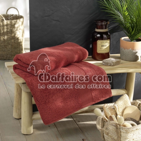 Drap de bain 90 x 150 cm &ndash; Coton &eacute;ponge uni Tendresse Terracotta &ndash; 500 g/m&sup2;