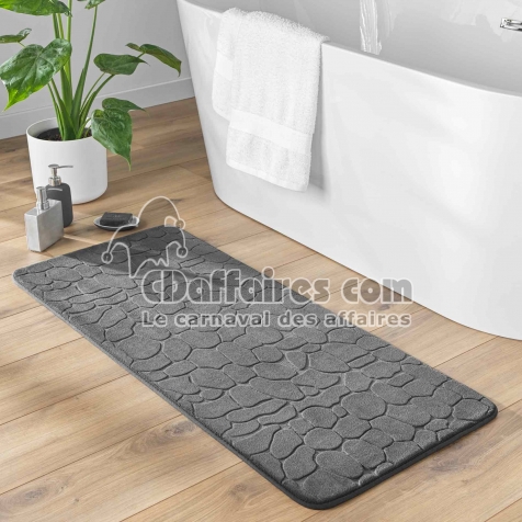 Tapis de Bain 50 x 120 cm &ndash; Microfibre Unie Relief Ricochet &ndash; Ultra Doux & Absorbant Gris