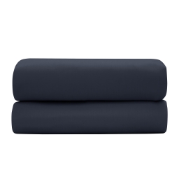 Drap-housse 160 x 200 cm &mdash; Satin de coton 120 fils/cm&sup2; &mdash; Bleu velours &mdash; Bonnet 30 cm