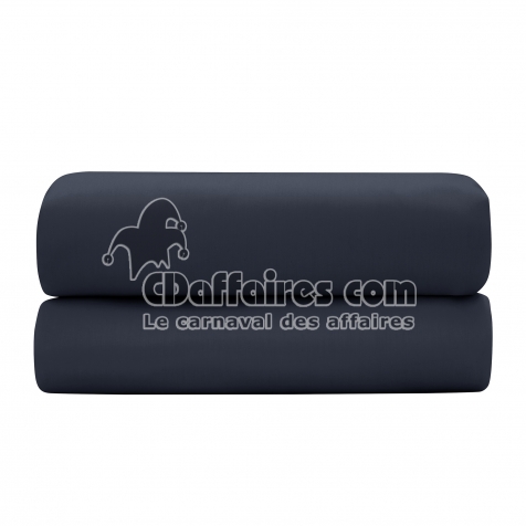 Drap-housse 160 x 200 cm &mdash; Satin de coton 120 fils/cm&sup2; &mdash; Bleu velours &mdash; Bonnet 30 cm