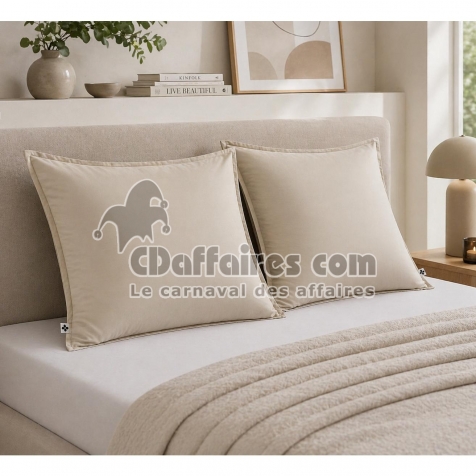 Lot de 2 Taies d&rsquo;oreiller 63 x 63 cm &ndash; Viscose de Satin de Bambou &ndash; Pampa &ndash; SALOM&Eacute;