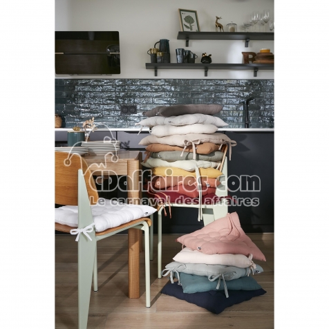 Assise Matelass&eacute;e 40 x 40 cm &ndash; Gaze de Coton &ndash; Romarin &ndash; Matelassage 16 Points