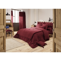 Housse de couette 260 x 240 cm – Double gaze de coton – Collection Gaïa – Coloris Bordeaux