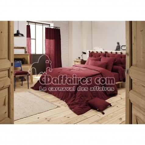 Housse de couette 260 x 240 cm &ndash; Double gaze de coton &ndash; Collection Ga&iuml;a &ndash; Coloris Bordeaux
