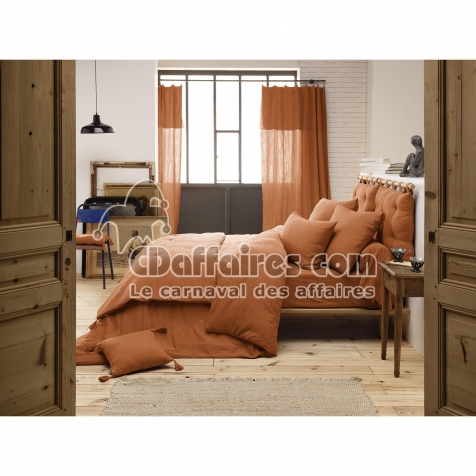 Housse de couette double gaze de coton 200 x 200 cm &ndash; GA&Iuml;A Abricot