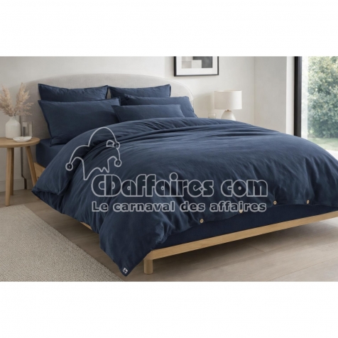 Pack Housse de Couette 260 x 240 cm + Drap Housse 160x200 cm &ndash; Flanelle CANDICE Bleu