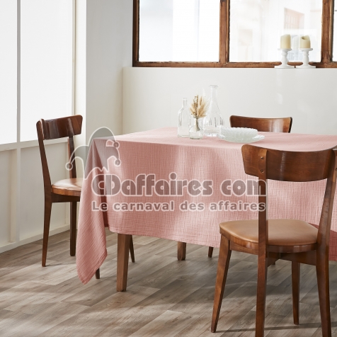 Nappe rectangulaire 150 x 350 cm &ndash; Double gaze de coton &ndash; Ga&iuml;a Rose P&ecirc;che