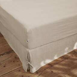 Drap Housse 90 x 190 cm &ndash; Lin Lav&eacute; Fran&ccedil;ais Luxe Soline &ndash; Sable