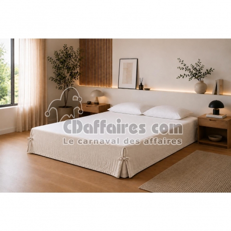 Cache-sommier 140 x 190 cm Double Gaze de Coton GA&Iuml;A Pampa  &ndash; Qualit&eacute; Haut de Gamme