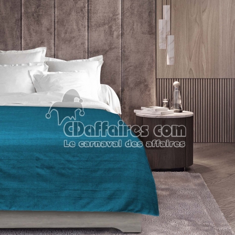 Plaid enroulable 180 x 220 cm &ndash; Polycoton &ndash; Lucile Bleu