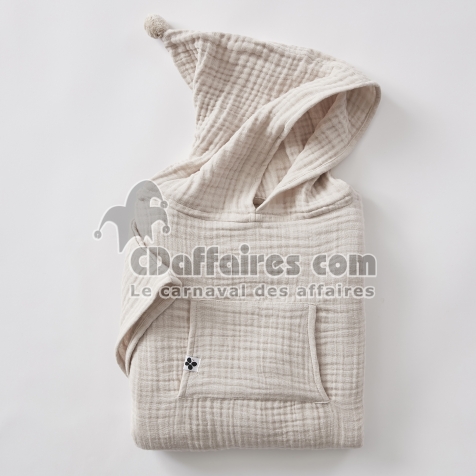 Poncho enfant mixte 2/5 ans en quadruple gaze de coton 220 g/m&sup2; &ndash; Ga&iuml;a Pampa
