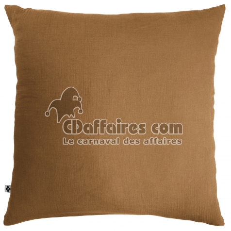 Taie d&rsquo;Oreiller 60 x 60 cm &ndash; Double Gaze de Coton &ndash; Ga&iuml;a Camel