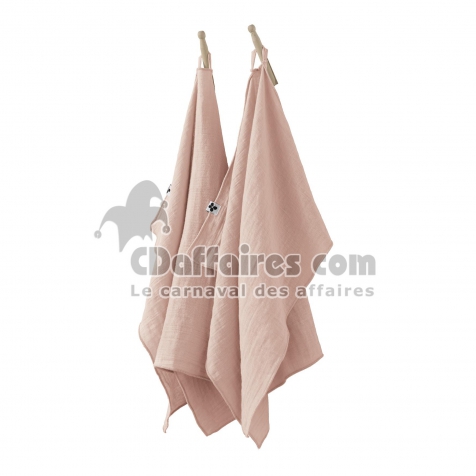 Lot de 2 Essuie-Mains 50 x 70 cm &ndash; Double Gaze de Coton &ndash; GA&Iuml;A &ndash;  Guimauve