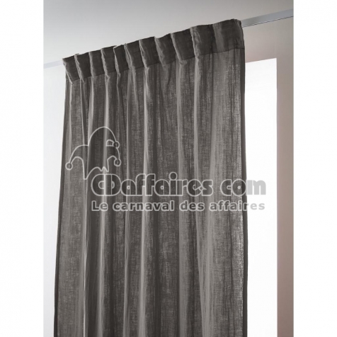 Rideau Galon Fronceur 140 x 240 cm &ndash; Double Gaze de Coton Ga&iuml;a Granit