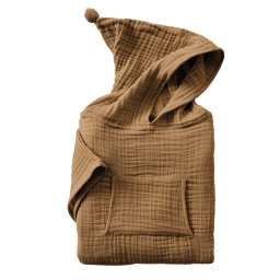 Poncho Enfant Mixte 6/10 Ans en Gaze de Coton – Coloris Camel