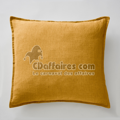 Taie d&rsquo;Oreiller 60 x 60 cm &ndash; Lin Lav&eacute; Fran&ccedil;ais Luxe Soline - Miel
