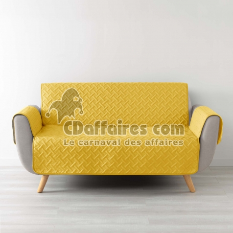 Prot&egrave;ge-Canap&eacute; Matelass&eacute; 223 x 179 cm &ndash; Microfibre Unie LOUNGE Jaune