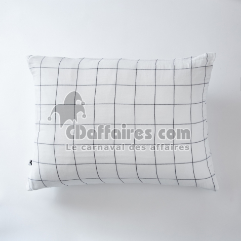 Taie d&rsquo;oreiller 50 x 70 cm &ndash; Double gaze de coton tiss&eacute;e-teinte GA&Iuml;A MATCH &ndash; Blanc