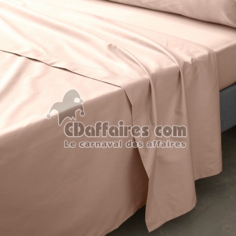 Drap Plat 180 x 290 cm &ndash; Percale Unie 78 Fils &ndash; Nude