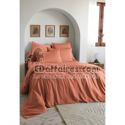 Housse de Couette 260 x 240 cm – Lyocell Uni Lysandre Terracotta