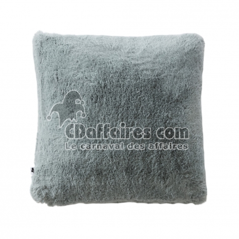 Coussin Déhoussable 45 x 45 cm en Fausse Fourrure – Bleu artic