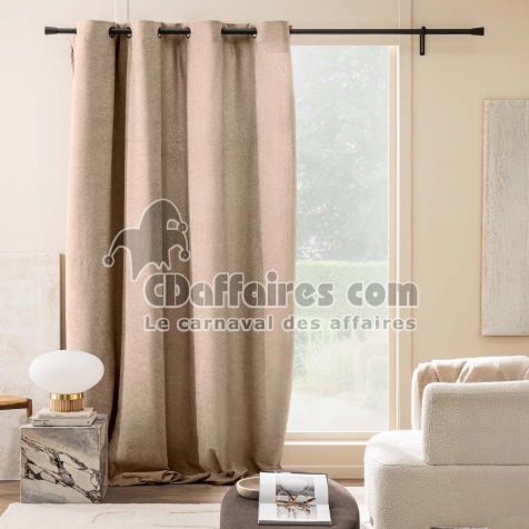 Rideau tamisant &agrave; &oelig;illets 140 x 260 cm &ndash; Bouclette unie WINONY &ndash; Sable