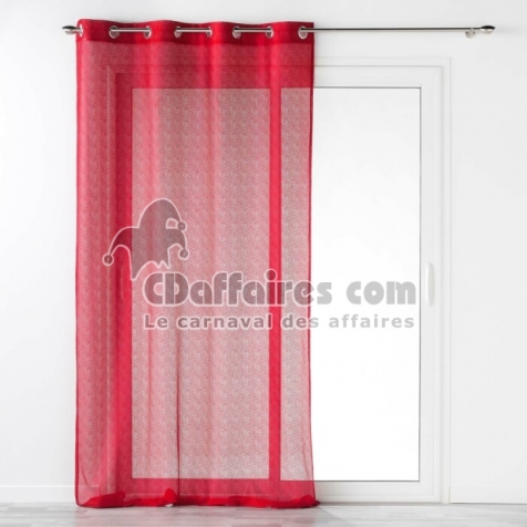 Voilage &agrave; &oelig;illets 140 x 240 cm &ndash; Maille CASTILLE Rouge &ndash; Finition &eacute;l&eacute;gante et moderne