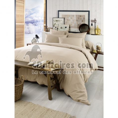 Housse de Couette 200 x 200 cm – Flanelle Unie – Candice Sable
