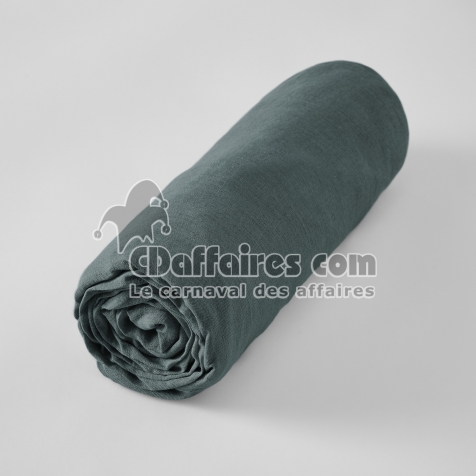 Drap Housse en Lin Lavé 180 x 200 cm – Soline Ardoise