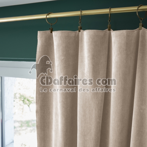 Rideau Ajustable + 8 Anneaux Pince &ndash; Velours de Coton C&eacute;sar &ndash; 140 x 270 cm - Pampa