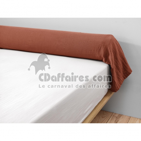 Taie de traversin gaze de coton Ga&iuml;a &ndash; 85 x 185 cm - Terracotta