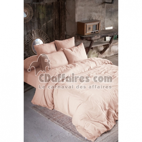 Housse de couette 2 personnes 240x220 cm – Double gaze de coton Luxe – Rose – Gaïa