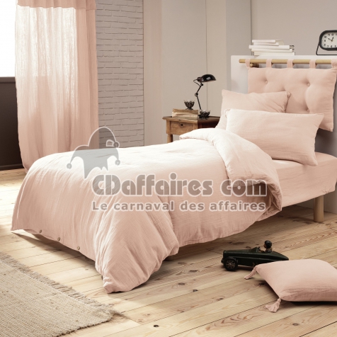 Housse de couette en double gaze de coton – 140 x 200 cm – Gaïa Rose