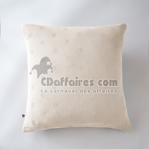 Taie d&rsquo;Oreiller Brod&eacute;e 60 x 60 cm &ndash; Gaze de Coton &ndash; Ga&iuml;a Boho Pampa