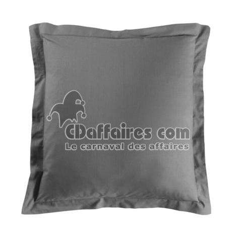 Taie d&rsquo;oreiller 63 x 63 cm coton 57 fils Lina Anthracite  &ndash; Volant plat avec point bourdon
