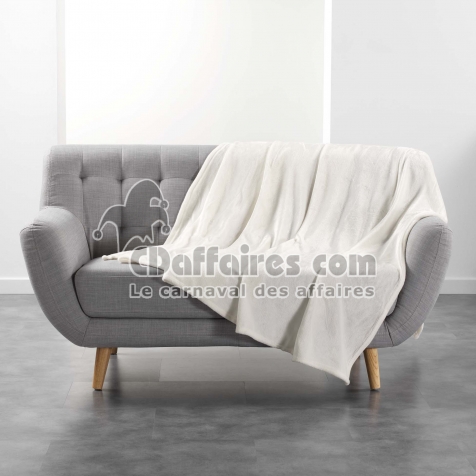 Plaid  ultra doux 180 x 220 cm &ndash; Flanelle Unie Flanou Naturel