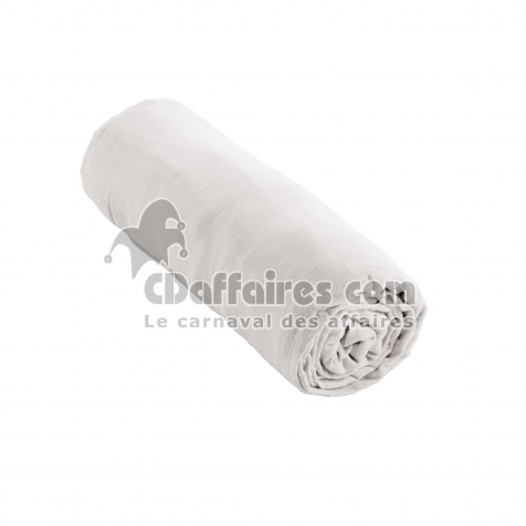Drap Housse Double Gaze de Coton Blanc – 200 x 200 cm – Bonnet 30 cm