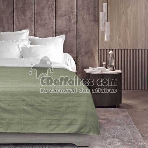 Plaid enroulable 220x240 cm – Polycoton Lucile Sauge avec fermeture boutons