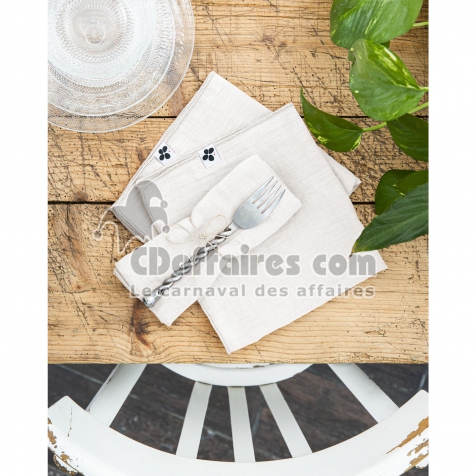 Lot de 3 Serviettes 40 x 40 cm &ndash; Double Gaze de Coton &ndash; Ga&iuml;a Blanc