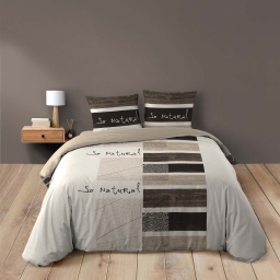 Housse de couette 260 x 240 cm + 2 taies – Coton 42 fils – Motif So Natural