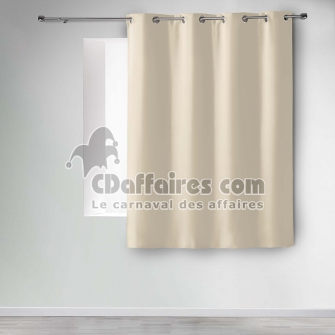 Rideau occultant &agrave; &oelig;illets 135 x 180 cm &ndash; Uni Naturel &ndash; Petite hauteur &ndash;