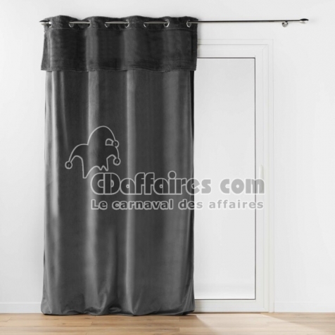 Rideau &agrave; &OElig;illets 140 x 240 cm &ndash; Velours et Imitation Fourrure &ndash; Caresse Anthracite