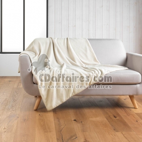 Plaid 180 x 220 cm – Bouclette Unie – Wooly Naturel