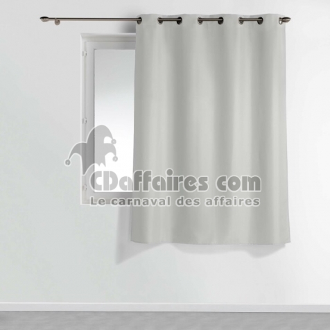 Rideau &agrave; &oelig;illets petite hauteur 140 x 180 cm &ndash; polyester uni essentiel &ndash; Gris