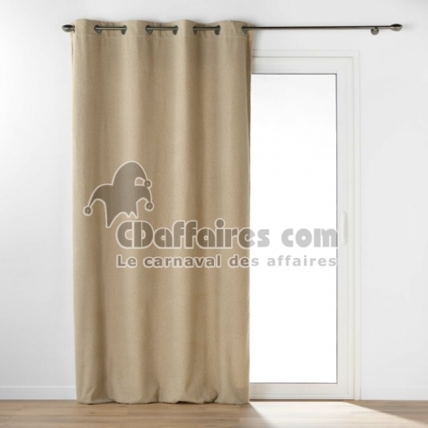 Rideau &agrave; &OElig;illets 140 x 240 cm &ndash; Bouclette Unie &ndash; Wooly Beige