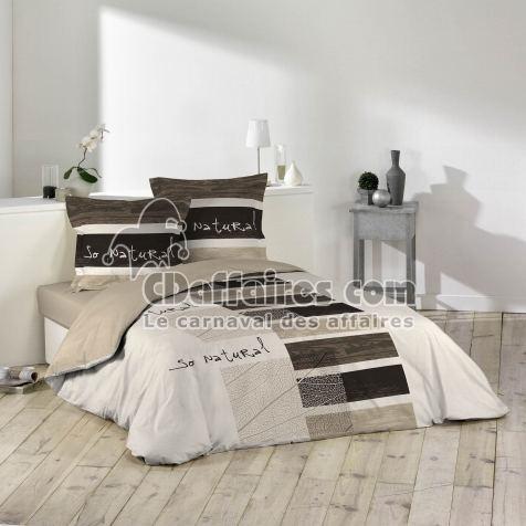 Housse de couette 240 x 220 cm coton 42 fils + 2 taies &ndash; So Natural