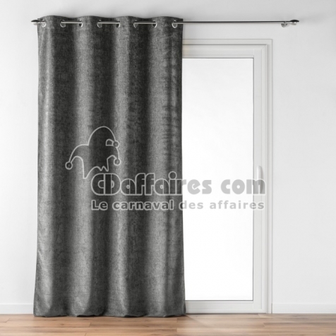 Rideau &agrave; &oelig;illets 140 x 260 cm &ndash; Velours &agrave; relief Verra Anthracite
