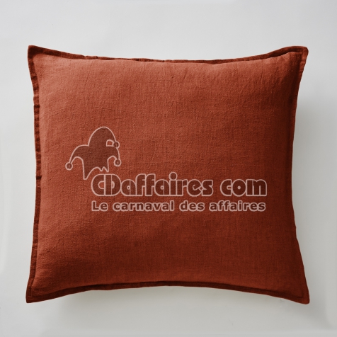 Taie d’Oreiller 60 x 60 cm – Lin Lavé Français Luxe Soline - Paprika